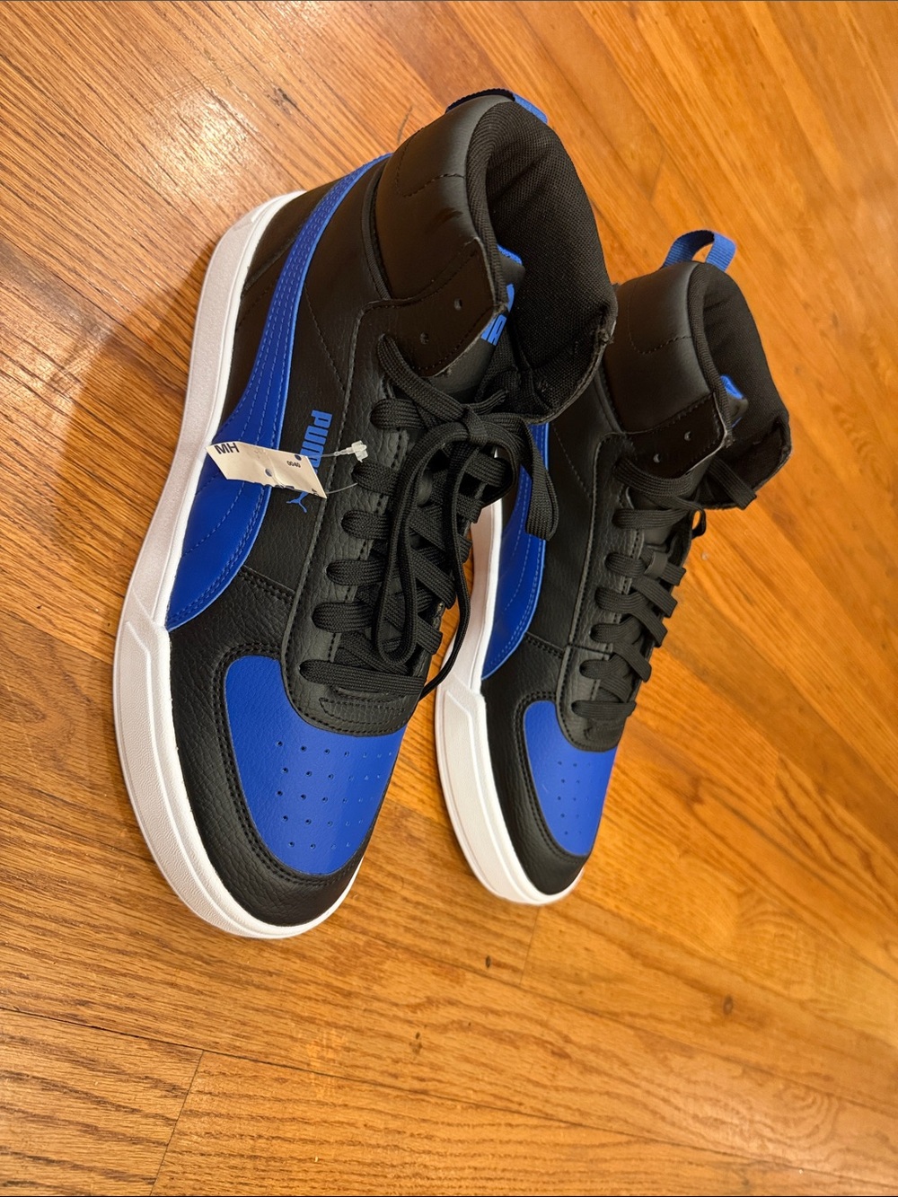 size 10 us puma Men's Black & Royal Blue High-Top Sneakers new with tag no box
